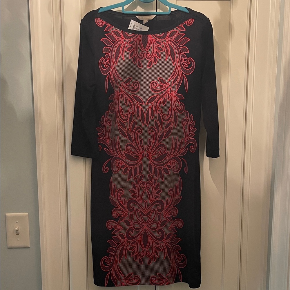Banana Republic Black Dress with Red Pattern